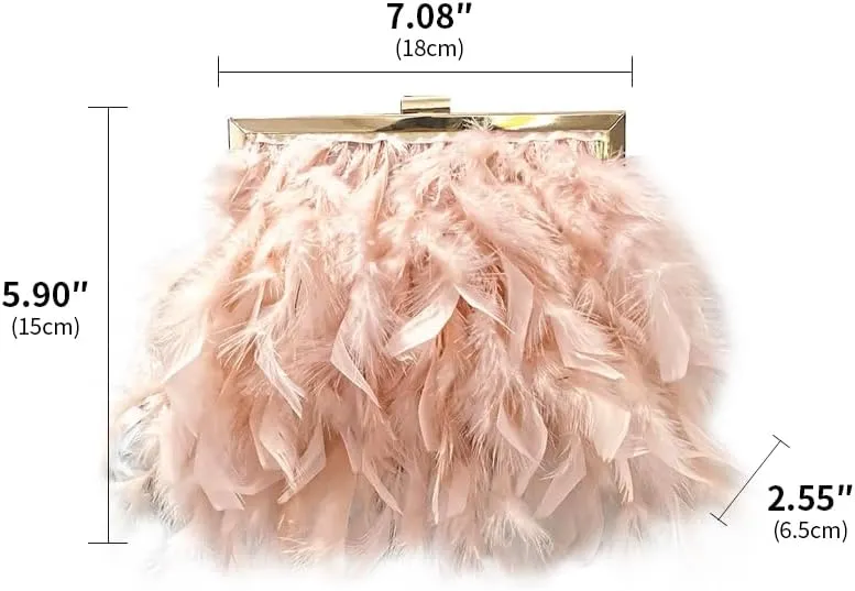 Women Feather Evening Purses and Clutches Exquisite Tassel Pearl Tote Bags for Wedding Banquet Party