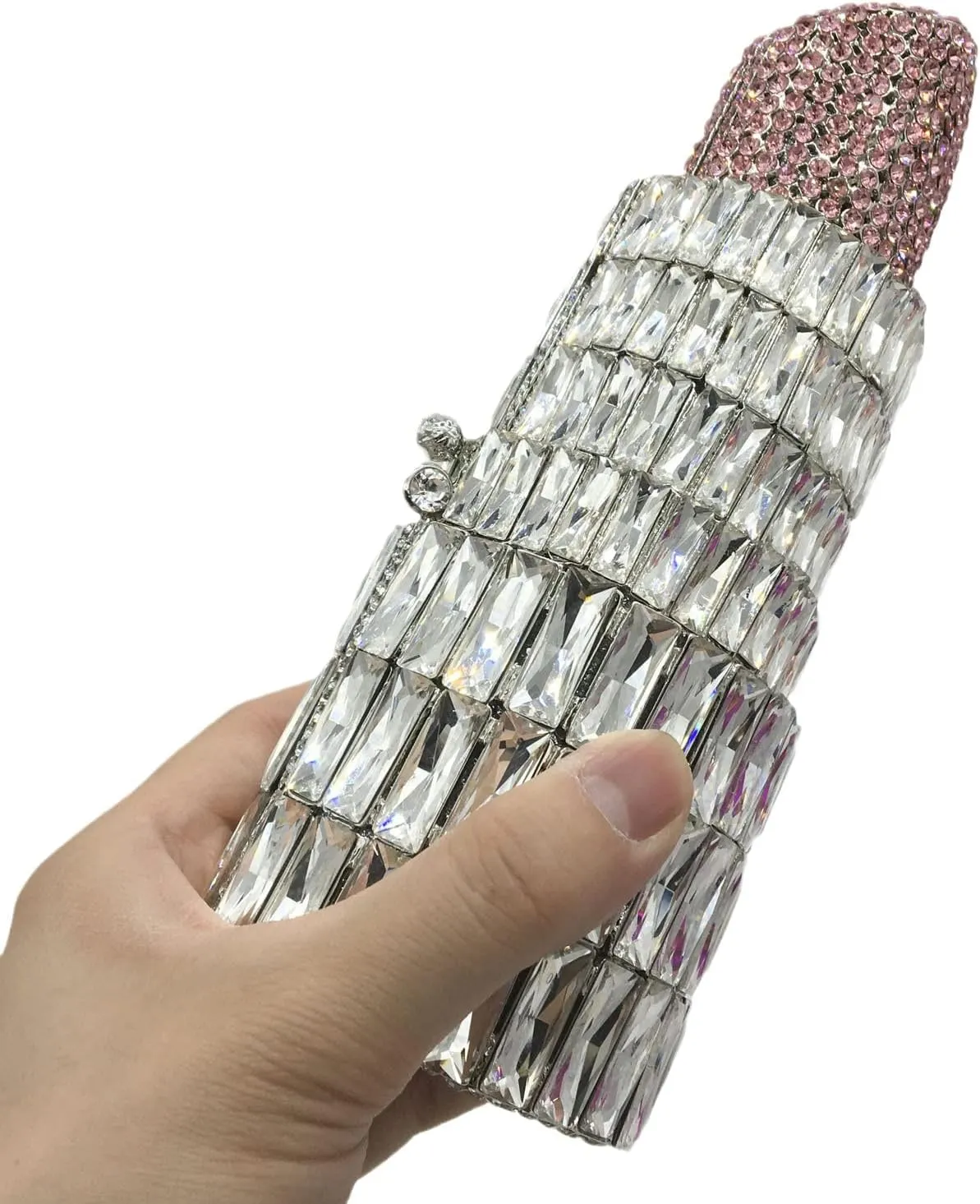 Women Lipstick Rhinestone Crystal Clutch Cocktail Prom Purse Handbag Diamond Evening Clutches for Party and Wedding