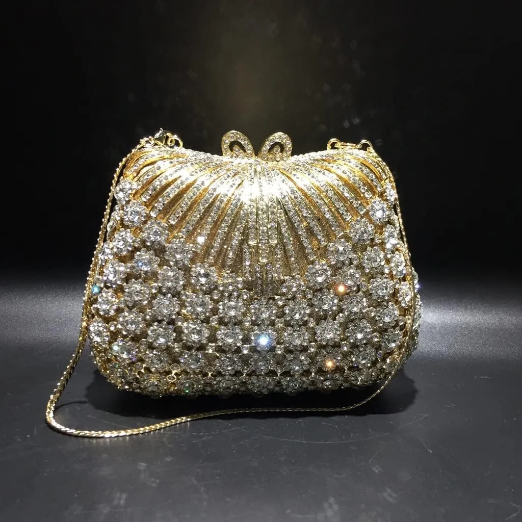Women Rhinestones Clutch Bags Crystal Dinner Purse Stones Metal Clutches Small Handbag Wedding Bag