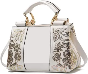 Women Synthetic Patent Bright Leather Portable Personality Tote Hobo Shoulder Crossbody Clutches Handbags