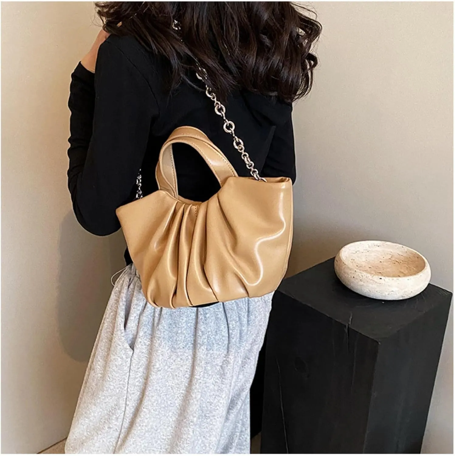 Womens Bucket Tote Bags Leather Shoulder Bag for Women Bucket Crossbody Bag Handbag Purse Totes