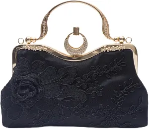 Women's Flower Evening Handbags Bride Bridesmaid Wedding Clutches Prom Cocktail Party Handbags