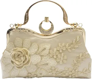 Women's Flower Evening Handbags Bride Bridesmaid Wedding Clutches Prom Cocktail Party Handbags
