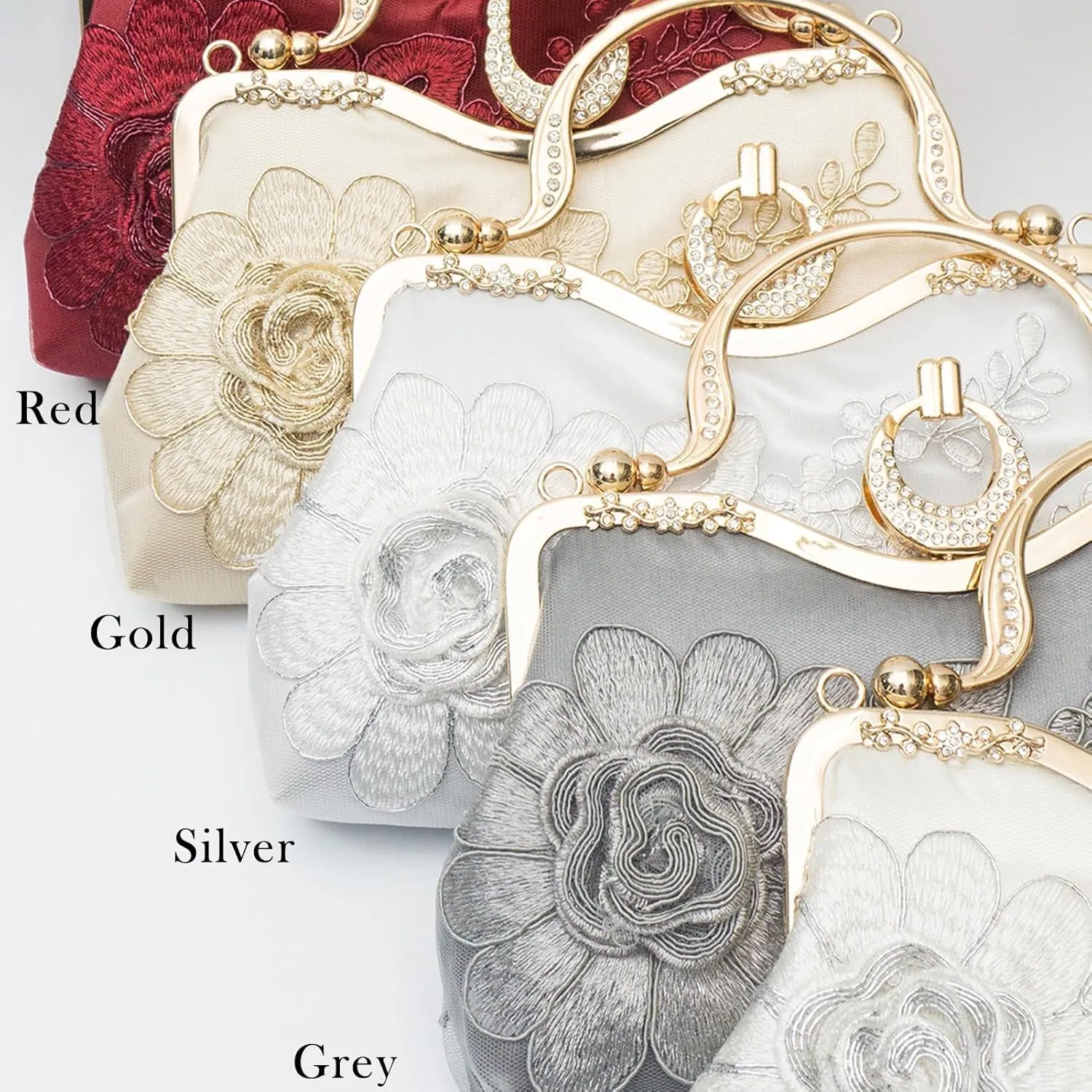 Women's Flower Evening Handbags Bride Bridesmaid Wedding Clutches Prom Cocktail Party Handbags