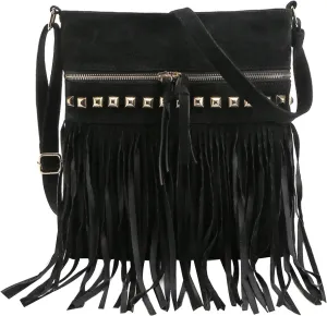Womens Leather Fringe Messenger Bag Hobo Crossbody Tassel Shoulder Bags
