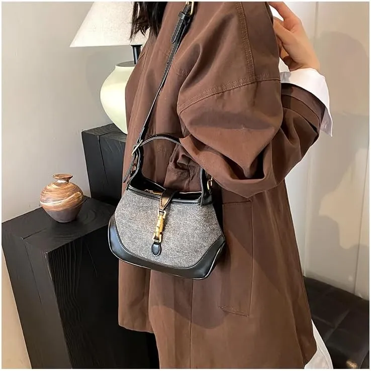 Women's Saddle Handbags Color Contrast Shoulder Bags Adjustable Crossbody Purses