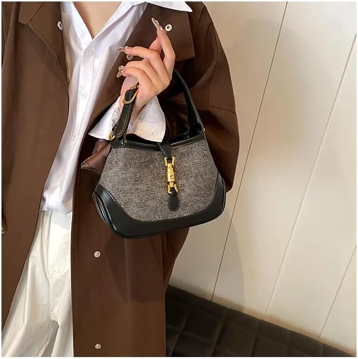 Women's Saddle Handbags Color Contrast Shoulder Bags Adjustable Crossbody Purses