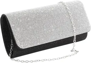 Women's Shiny Rhinestone Square Clutches Evening Bag Wedding Purses Cocktail Prom Handbags
