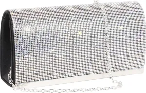 Women's Shiny Rhinestone Square Clutches Evening Bag Wedding Purses Cocktail Prom Handbags