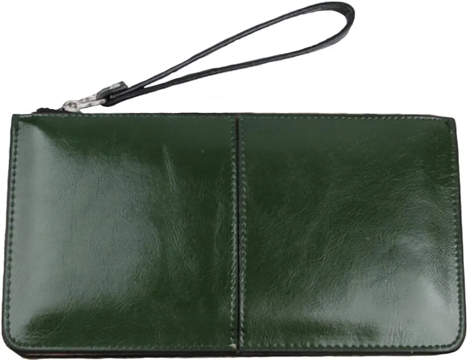 Women's Solid Color PU Leather Wristlet Clutches Purse Wallet Credit ID Cards Holder