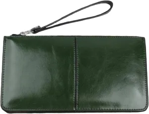 Women's Solid Color PU Leather Wristlet Clutches Purse Wallet Credit ID Cards Holder