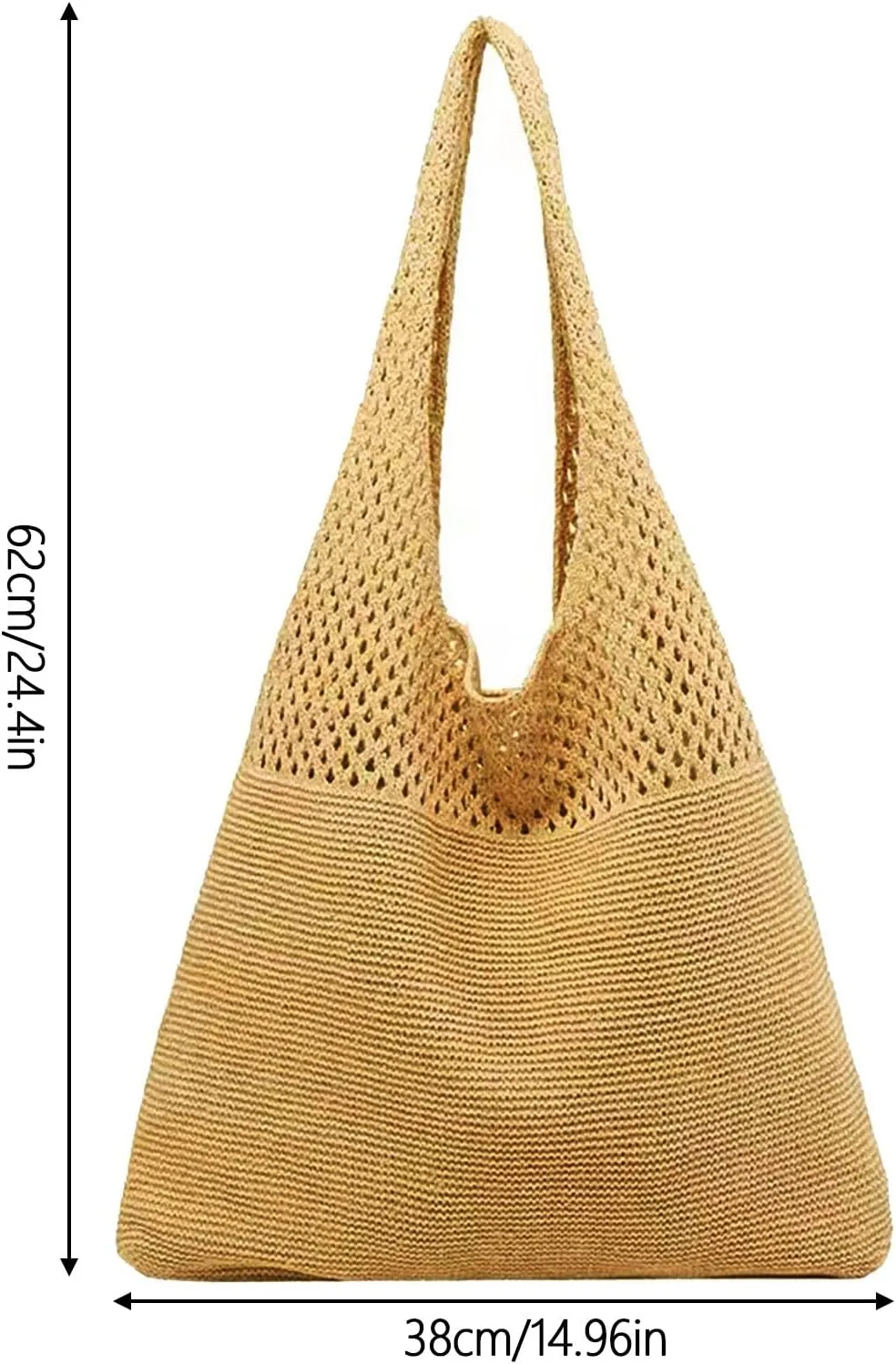 Women's Spring/Summer Portable Retro Hollow Knitted Handheld One Shoulder Vest Bag Women Shoulder Bags (Grey, One Size)