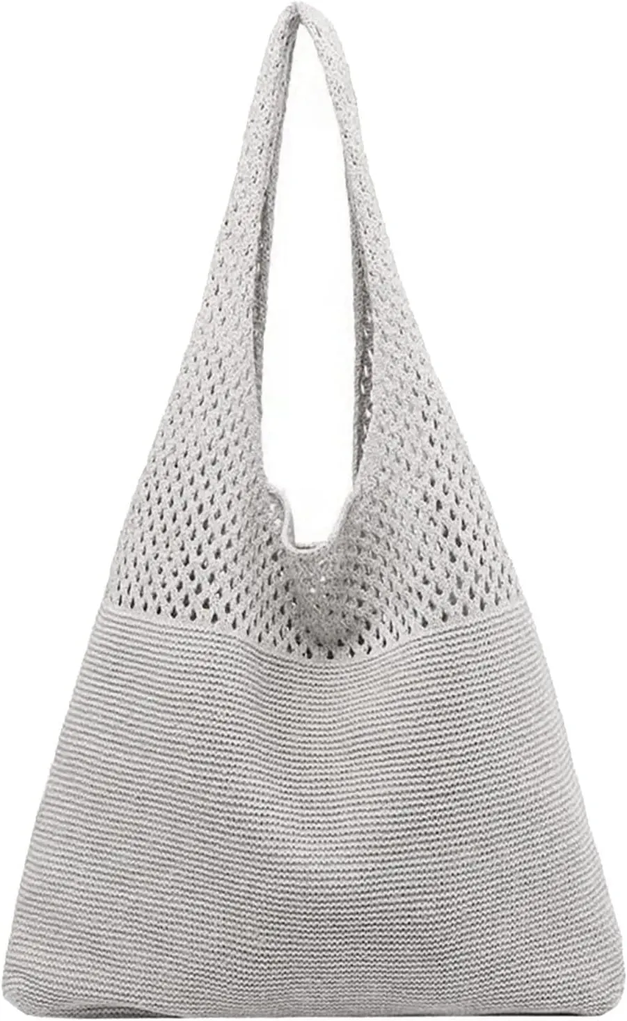 Women's Spring/Summer Portable Retro Hollow Knitted Handheld One Shoulder Vest Bag Women Shoulder Bags (Grey, One Size)