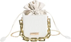 Womens Trendy Shoulder Crossbody Bag PU Leather Y2k Bucket Purse Mini Totes Woven Handbag Satchel