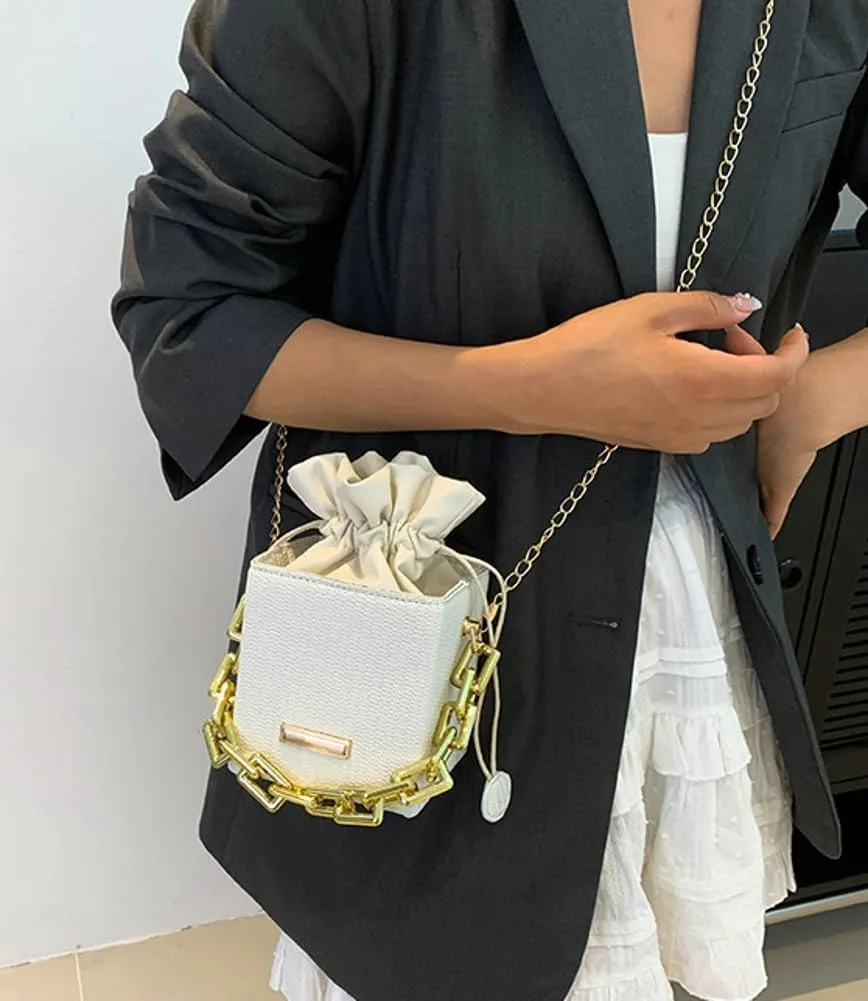 Womens Trendy Shoulder Crossbody Bag PU Leather Y2k Bucket Purse Mini Totes Woven Handbag Satchel
