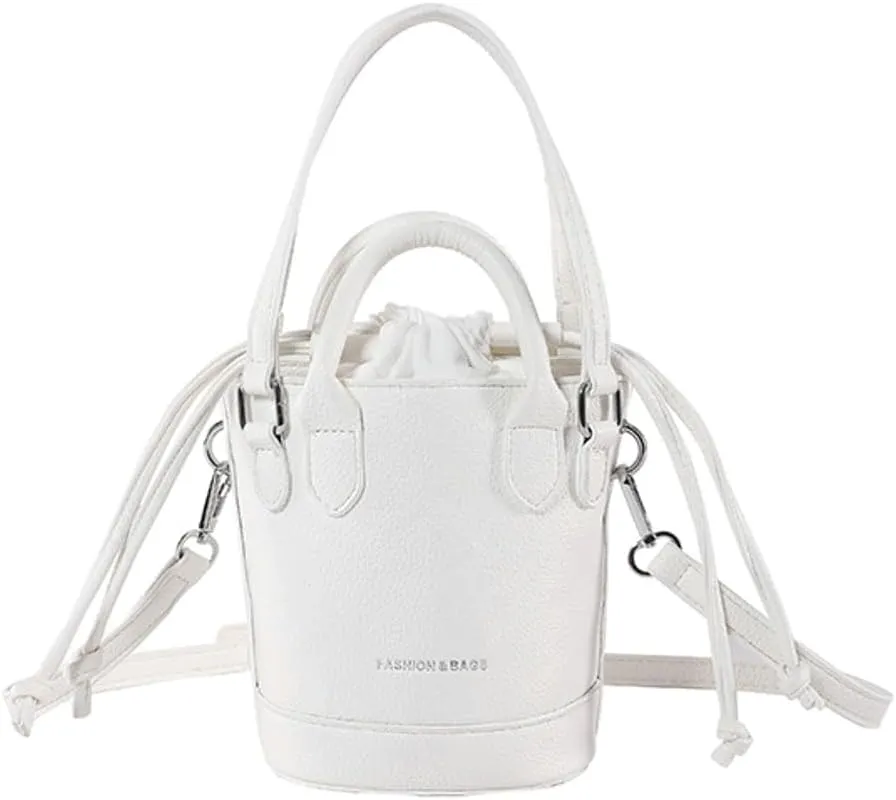 Women's Vegan Leather Handbag Crossbody Shouler Bag Bucket Totes Small Purse Y2k Satchel with Drawstring