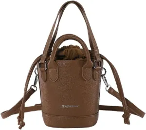 Women's Vegan Leather Handbag Crossbody Shouler Bag Bucket Totes Small Purse Y2k Satchel with Drawstring