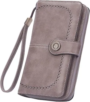 Womens Wallets Small PU Leather Wallets Ladies Wristlet with Card Slots id Window Zipper Coin Purse Holder Purse