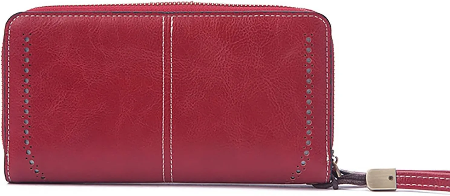 Womens Wallets Small PU Leather Wallets Ladies Wristlet with Card Slots id Window Zipper Coin Purse Holder Purse