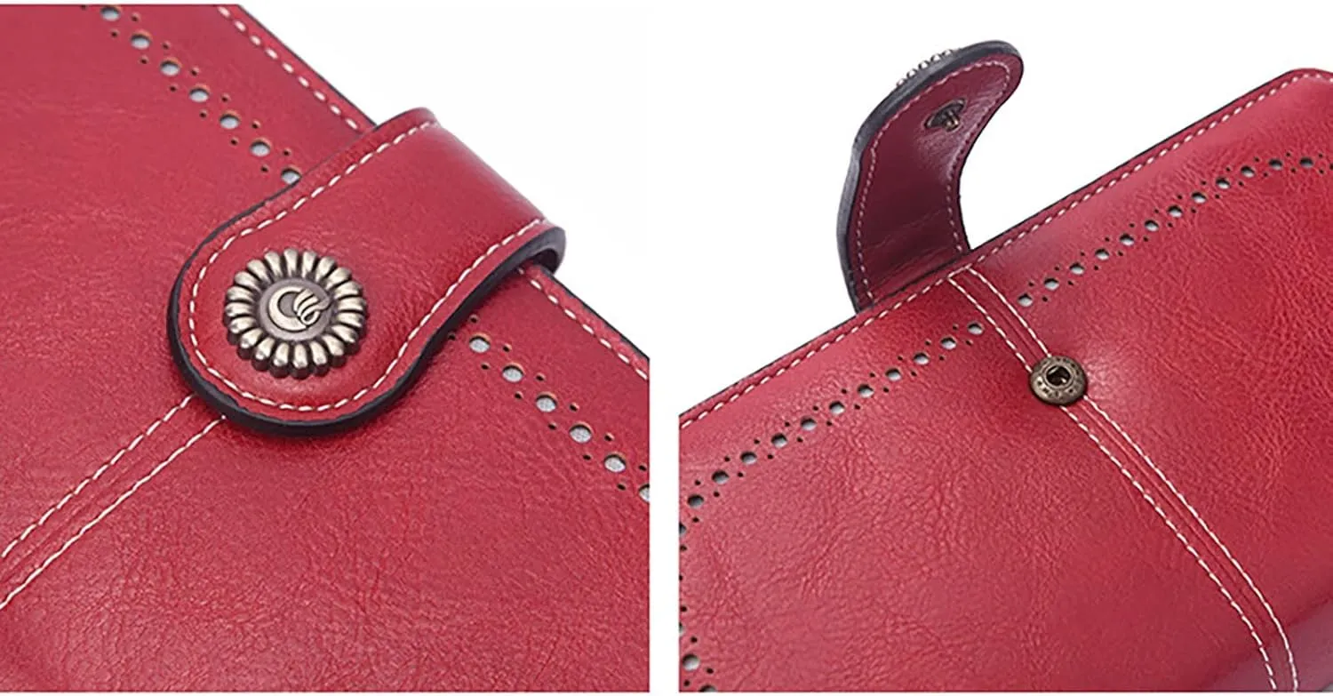 Womens Wallets Small PU Leather Wallets Ladies Wristlet with Card Slots id Window Zipper Coin Purse Holder Purse
