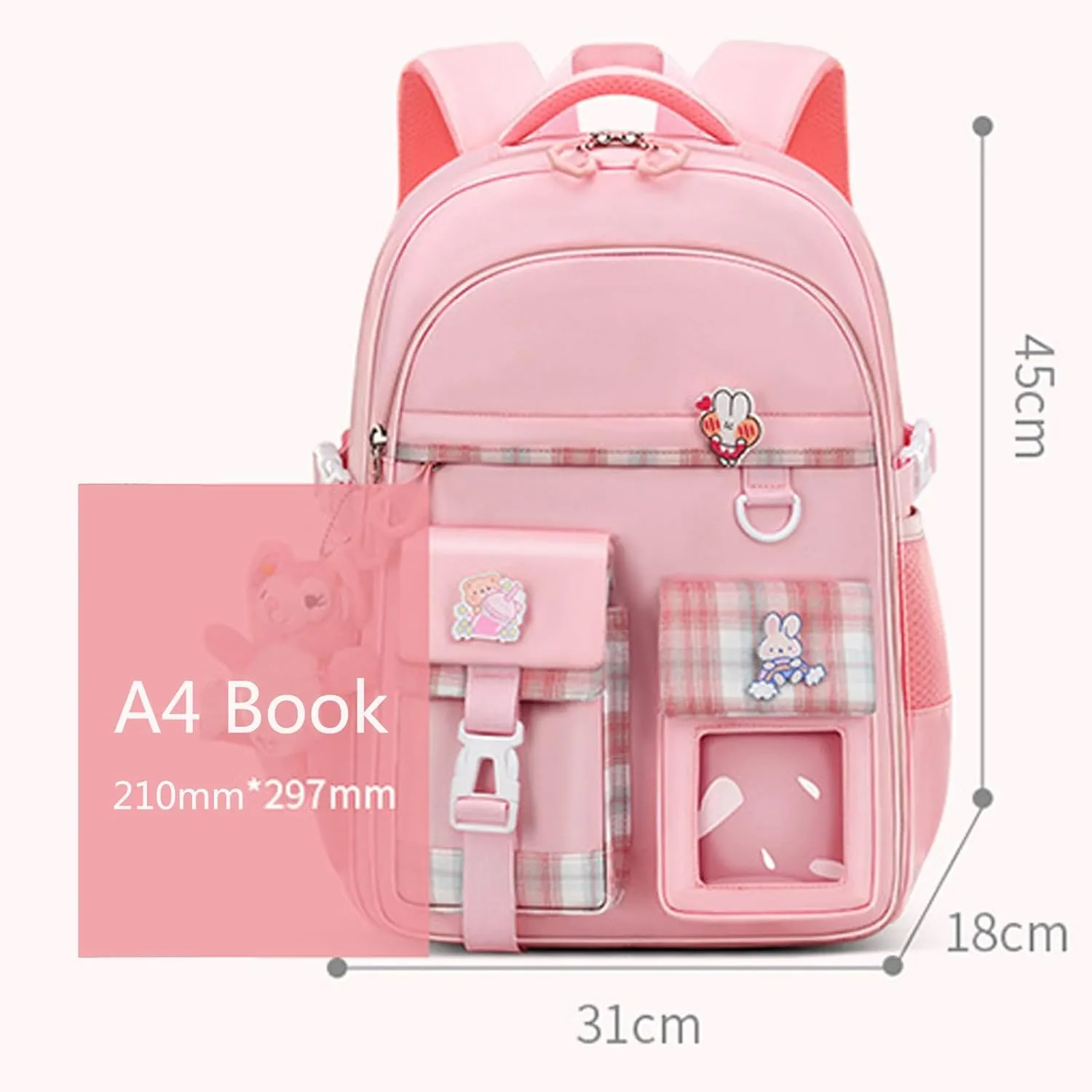 WYCY School Backpacks for Girls Kawaii Backpack Large Capacity Kids School Bag for Girls 6-12 Years Old (Blue)