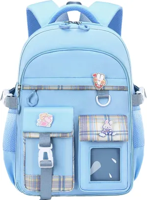 WYCY School Backpacks for Girls Kawaii Backpack Large Capacity Kids School Bag for Girls 6-12 Years Old (Blue)