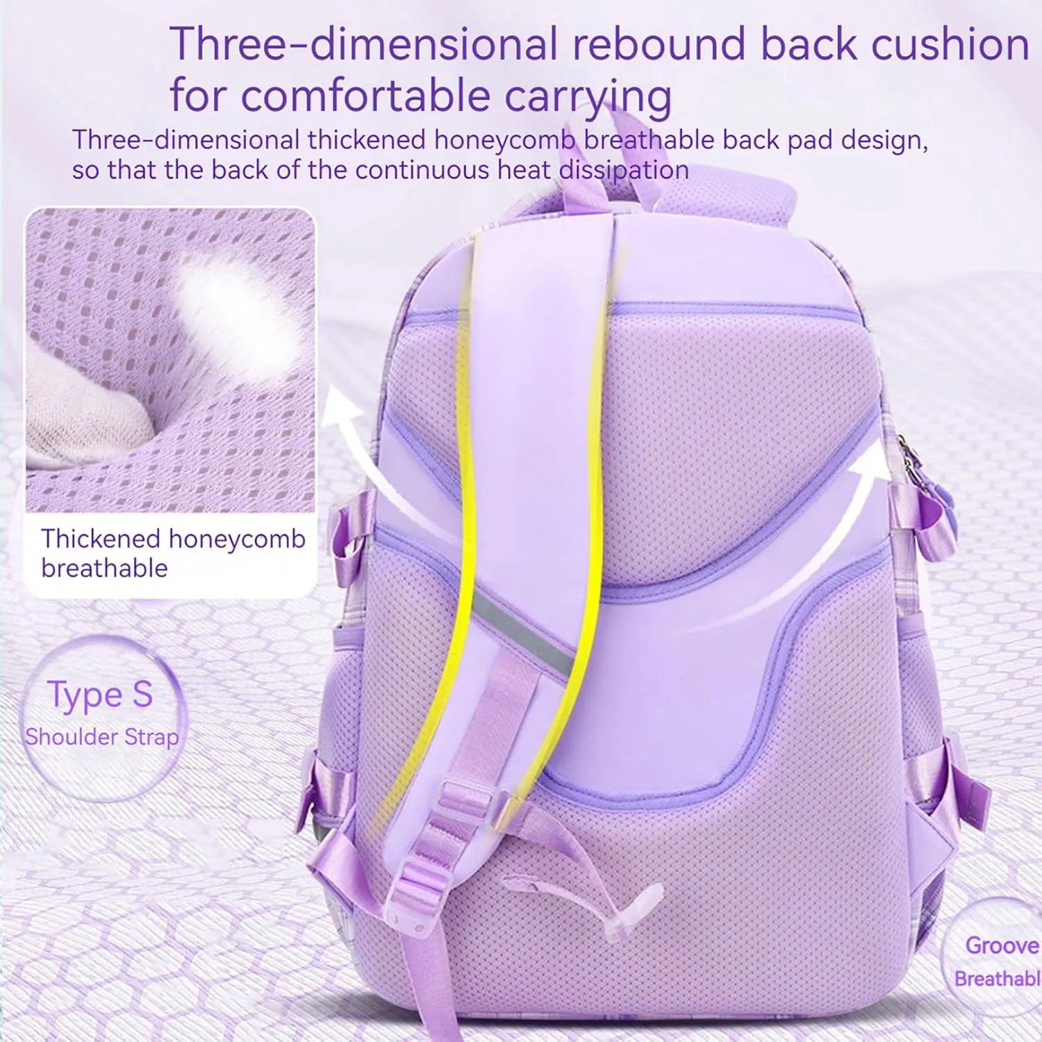 WYCY School Backpacks for Girls Kawaii Backpack Large Capacity Kids School Bag for Girls 6-12 Years Old (Plaid Blue)