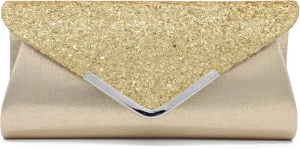 ZIUMUDY Sparkly Glitter Evening Envelop Clutches Shoulder Chain Bags Bridal Wedding Clutch Purse Wallet