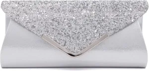 ZIUMUDY Sparkly Glitter Evening Envelop Clutches Shoulder Chain Bags Bridal Wedding Clutch Purse Wallet